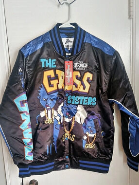 The Proud Family The Gross Sisters Graphic Varsity Jacket in Black & Blue Size